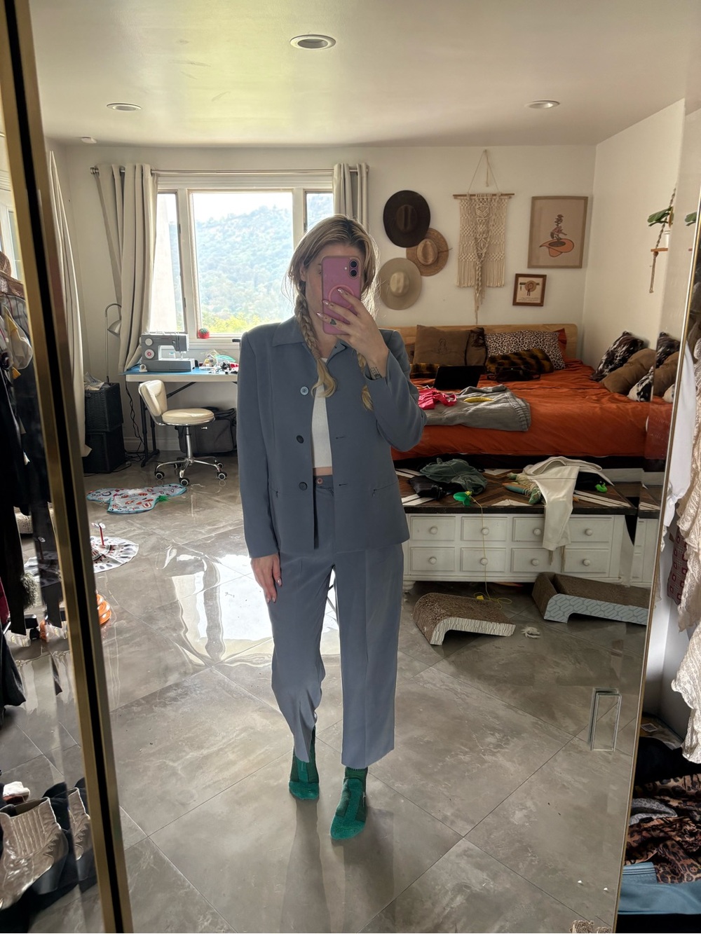 Vintage Kasper Light Blue Blazer Suit